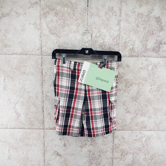 Bugle Boy Bermuda Checked Cargo Shorts Pockets Boys Size 7 Flat Front Golf Plaid - Picture 4 of 4